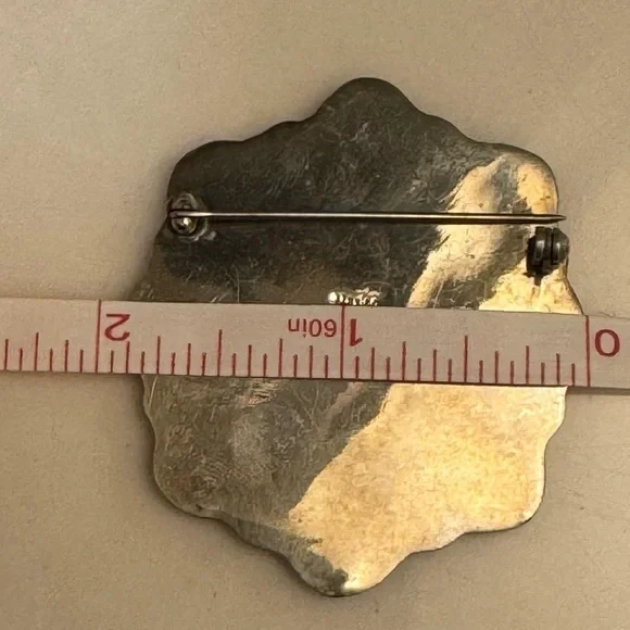 Sterling Silver .925 & Abalone Shell Brooch Taxco Mexico TE52 Vintage 70s 80s - Picture 13 of 16